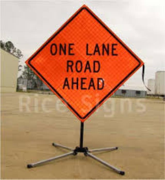 Rental store for Road Sign- One Lane Road Ahead 4  X 4 in Highland MI